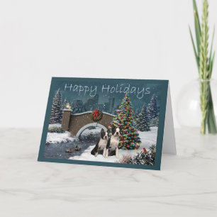 Navidad de Boston Terrier que iguala la tarjeta de