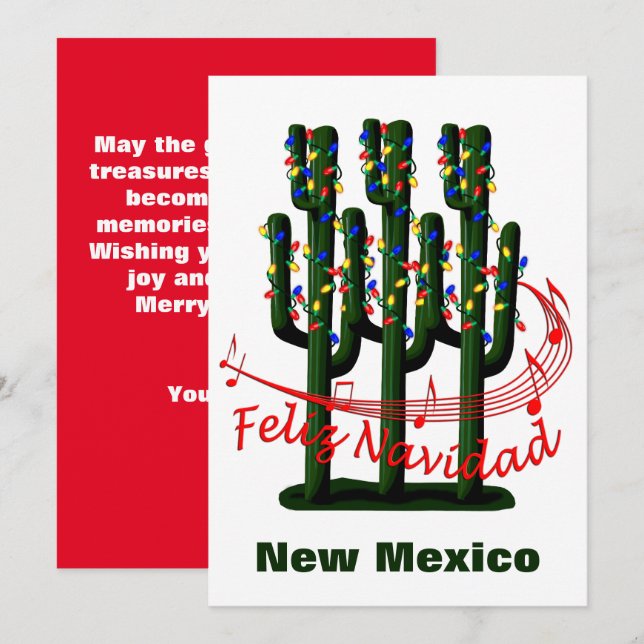 Navidad de Cactus de Nuevo México Feliz Navidad Fi (Anverso / Reverso)