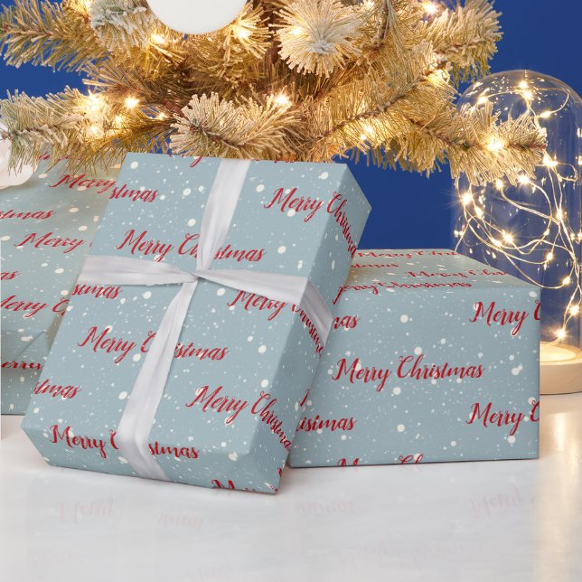 Navidad De Cereza Roja En Papel Envuelto De Copos  (Vacaciones)