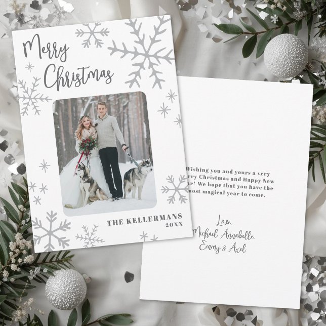 Navidad de copo de nieve simple y elegante (Simple Elegant Snowflake Christmas Holiday Card )