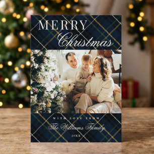 Navidad de Cuadro Azul Clásico Elegante 1 Foto