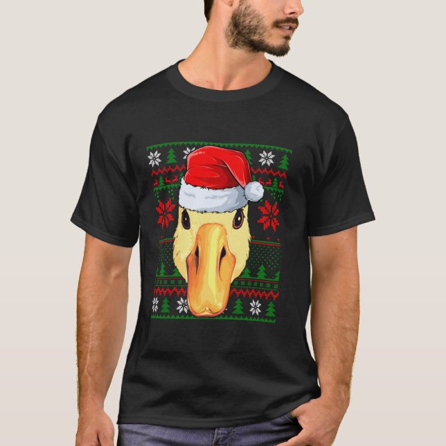 Navidad de duelo Estilo suéter feo Santa Hat Duck  (Anverso)