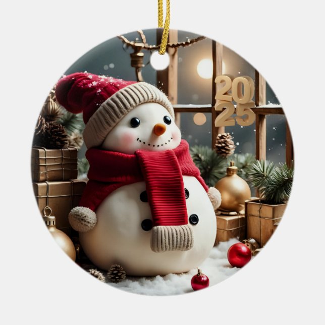 Navidad de época - Ornamento de ronda premium (Frente)