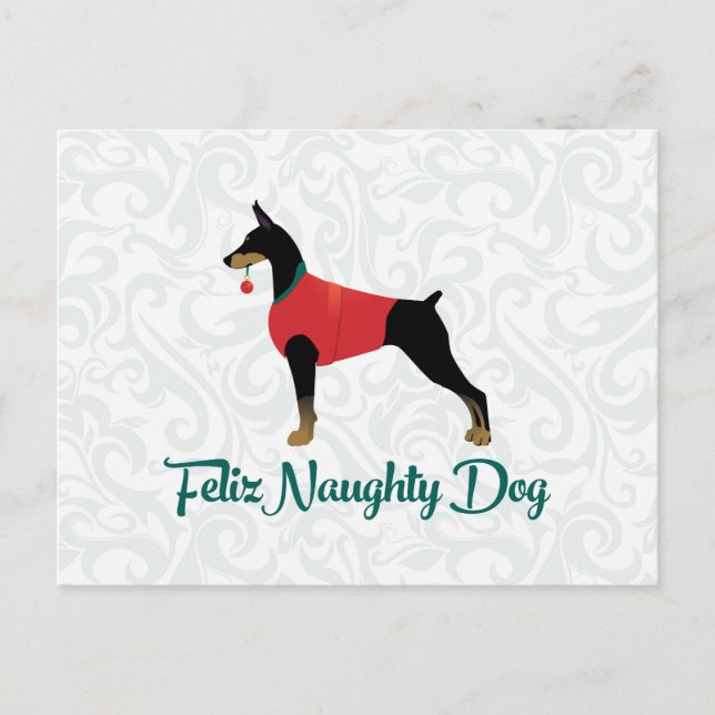 Navidad de Feliz Naughty Dog del Pinscher del (Anverso)