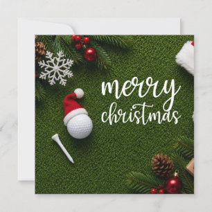 Navidad de golf con bola de golf en hierba verde