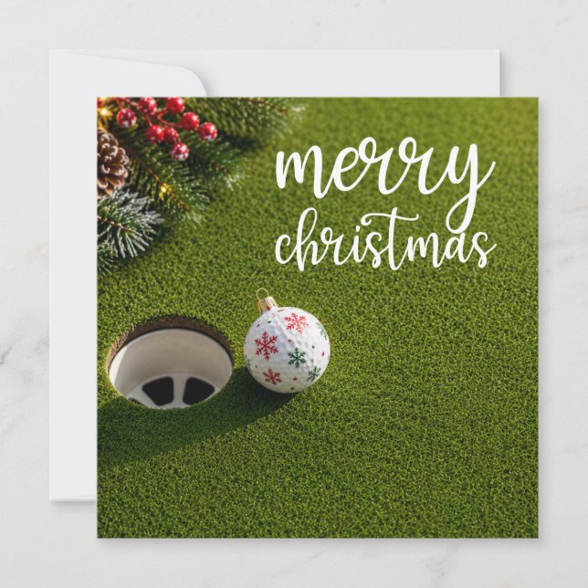 Navidad de golf con pelota de golf en hierba verde (Anverso)
