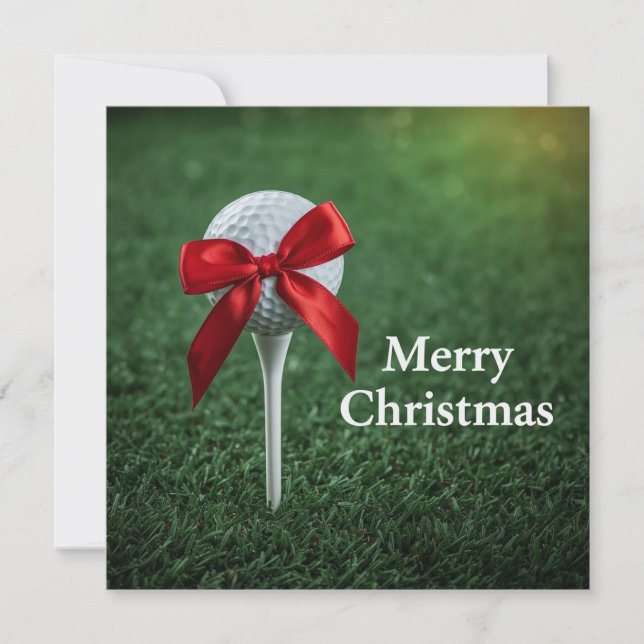 Navidad de golf con pelota de golf y tee con cinta (Anverso)