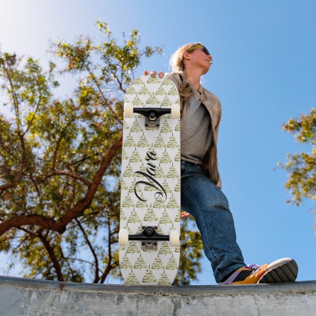 navidad de invierno vibes personalizar Skateboard (Exterior 1)
