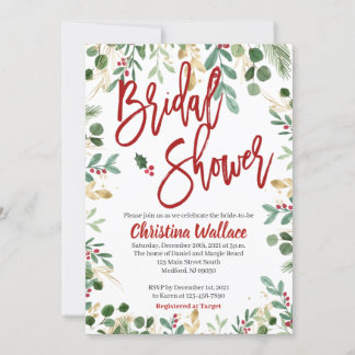 Navidad de invitaciones a duchas de novias en invi