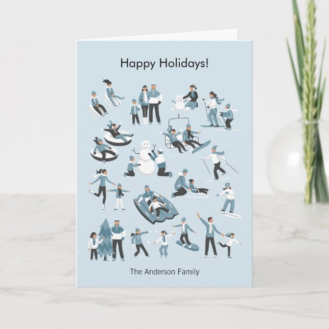 Navidad de la diversión de la familia del invierno (Anverso)