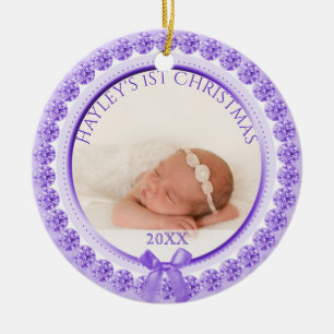 Navidad de la niña púrpura del ornamento el de