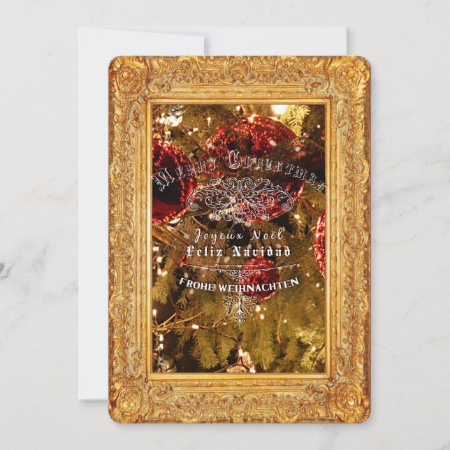 Navidad de Lujo Dorada - Tarjeta de Invitación (Anverso)