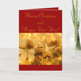 Navidad de oro y tarjeta de felicitación del Año