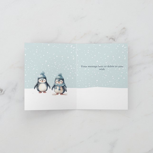 Navidad de Pingüino Personalizada Doblada (Interior)
