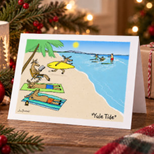 Navidad de Santa y Reno en Vacaciones de Playa
