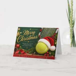 Navidad de tenis con pelota de tenis y sombrero de
