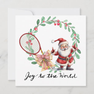 Navidad de tenis con raqueta y corona de Navidad