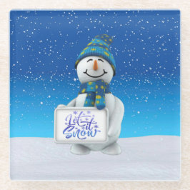 Navidad Deja que nieve Posavasos de Vidrio