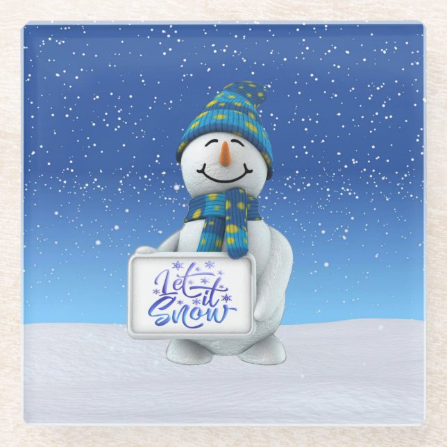 Navidad Deja que nieve Posavasos de Vidrio (Anverso)