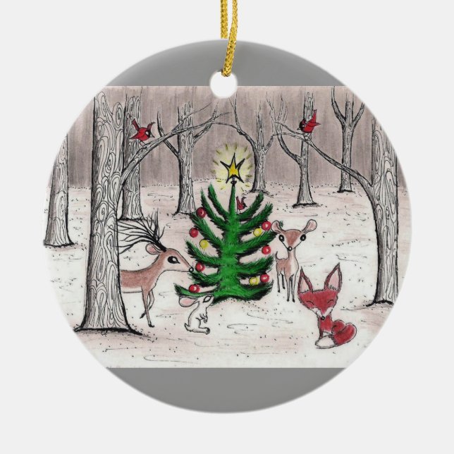 Navidad del arbolado del invierno - ornamento (Frente)