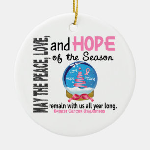 Navidad del cáncer de pecho 3 ornamentos del glob