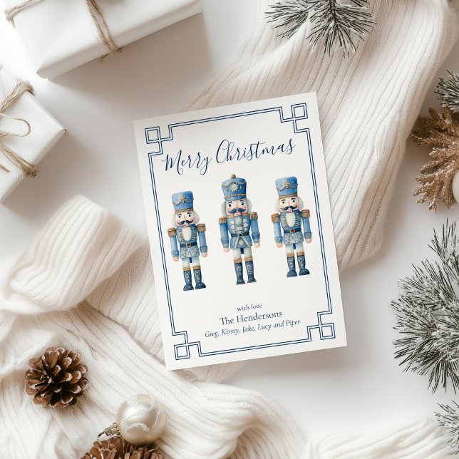 Navidad del Cascanueces Azul (blue nutcracker holiday christmas card
)