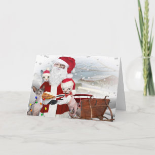 Navidad del gatito de Sphynx con Santa