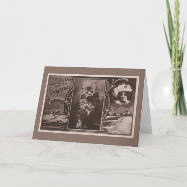 Navidad del gato que saluda de actriz famosa (Anverso)