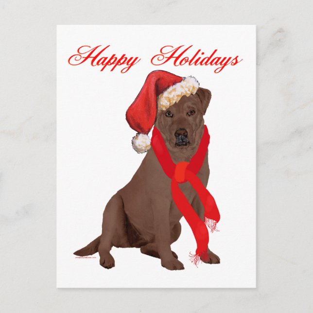 Navidad del labrador retriever del chocolate (Anverso)