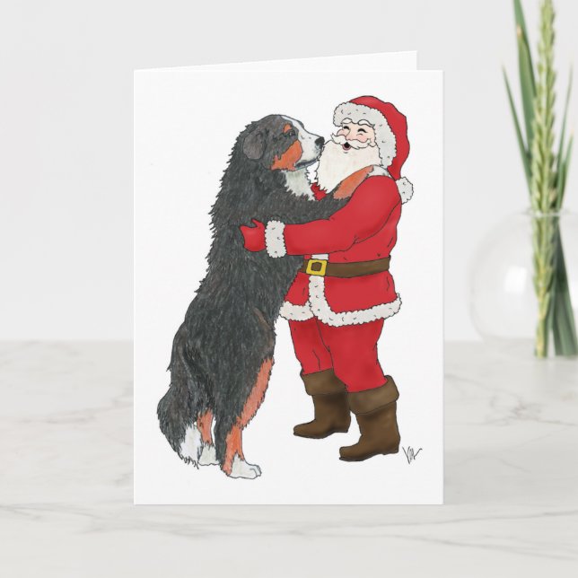Navidad del perro de montaña de Bernese que saluda (Anverso)
