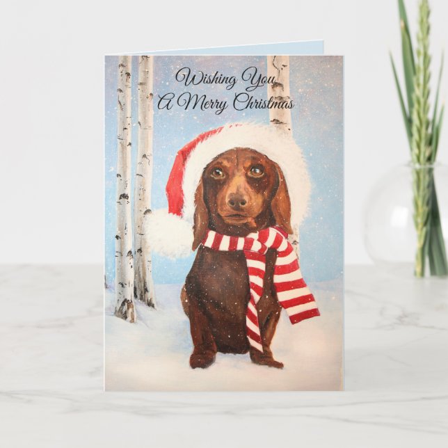 Navidad del perro del Dachshund de Santa que (Anverso)