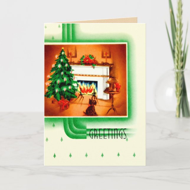 Navidad del perro del escocés del vintage (Anverso)