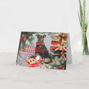 Navidad del Pinscher miniatura a sus tarjetas de