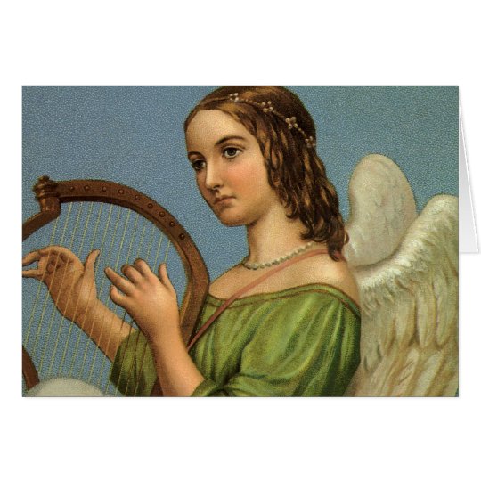 Navidad del vintage, ángel del Victorian con la Tarjeta