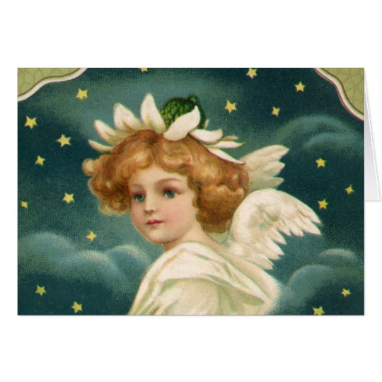Navidad del vintage, ángel del Victorian con las Tarjeta