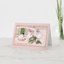 Navidad del vintage de los chicas y de los cerdos