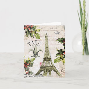 Navidad del vintage en el notecard de París