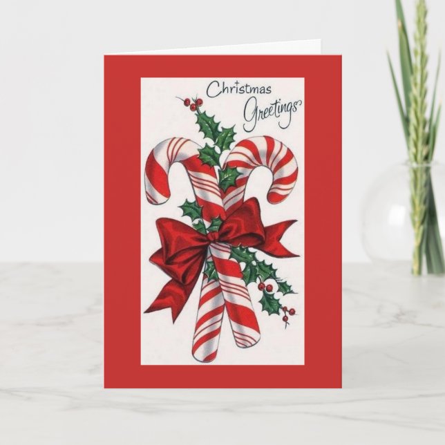 Navidad del vintage - saludos del bastón de (Anverso)