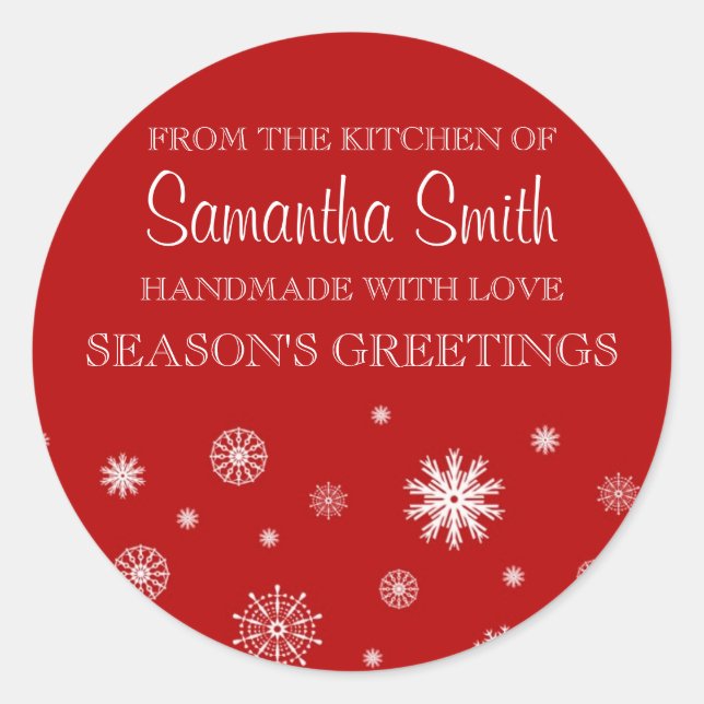 Navidad desde la cocina de la Nieve Roja Pegatina (Anverso)