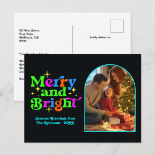 Navidad Disco de Neón Alegre y Brillante Retro