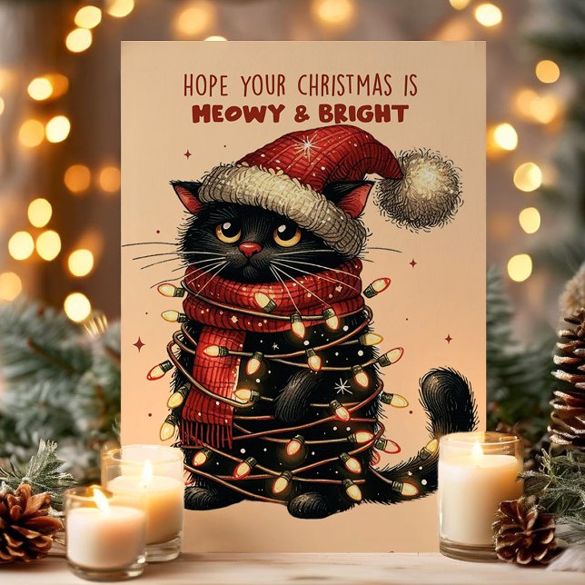 Navidad divertida con luces enredadas de gato Meow (Subido por el creador)
