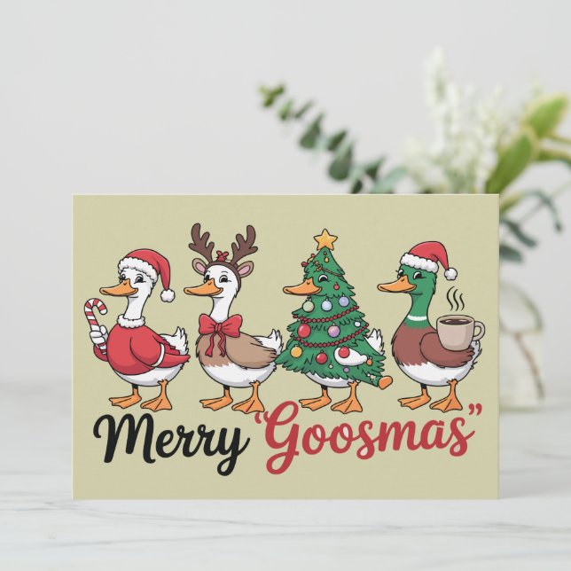Navidad Divertida Ganso Navideño Lindo Santa (Anverso de pie)