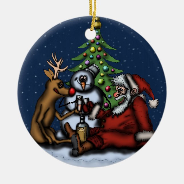 Navidad divertido que bebe el ornamento del árbol (Frente)