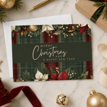 Navidad elegante de cuadros borgoña y poinsettia