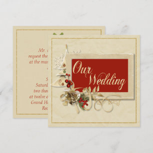 Navidad elegante del oro que casa la invitación