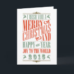 Navidad elegante del vintage y día de fiesta del<br><div class="desc">Navidad del vintage y Año Nuevo tarjeta de felicitación de 2015 días de fiesta. Le deseo Felices Navidad y una alegría de la Feliz Año Nuevo al mundo 2015.</div>