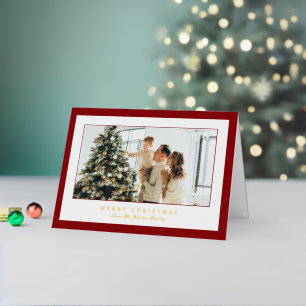 Navidad elegante foto borde rojo minimalista