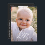 Navidad elegante foto minimalista moderna de vacac<br><div class="desc">Tarjeta postal de Navidad de vacaciones con guión de felices fiestas de follaje minimalista moderno. El eucalipto pintado a mano,  el follaje minimalista y la corona de rattán rústico moderno dan a esta tarjeta de Navidad un toque lujoso. En verdes,  marrones y grises elegantes.</div>