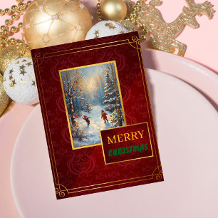 Navidad elegante personalizable en rojo y dorado