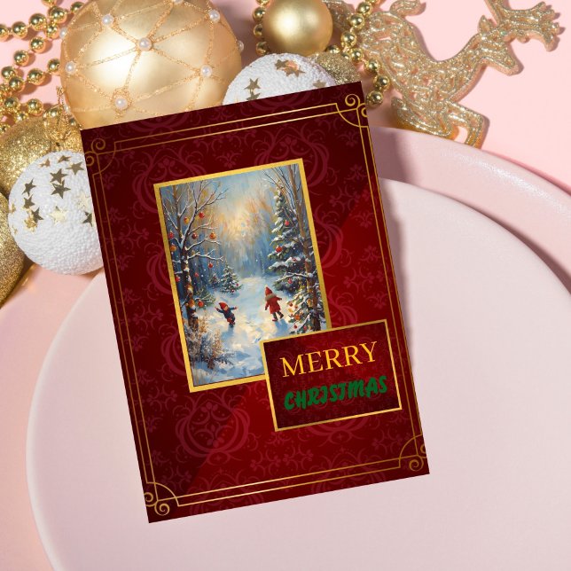 Navidad elegante personalizable en rojo y dorado (Subido por el creador)